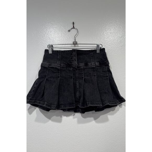 BDG Micro Black Micro Mini Skirt Womens Size Small Pleated Y2K Look Rave Denim - Picture 1 of 9
